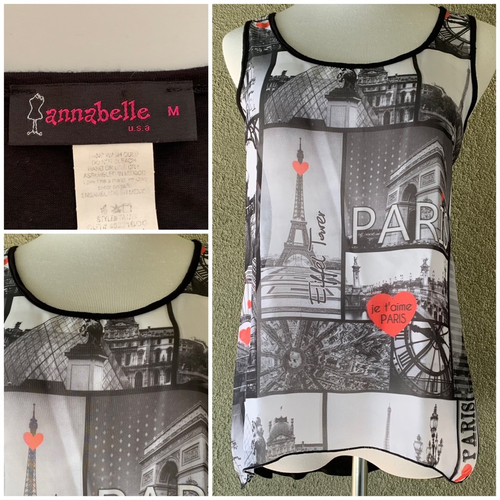 🔥5/$20🔥 “Annabelle” Paris Scenic Tank Top size M